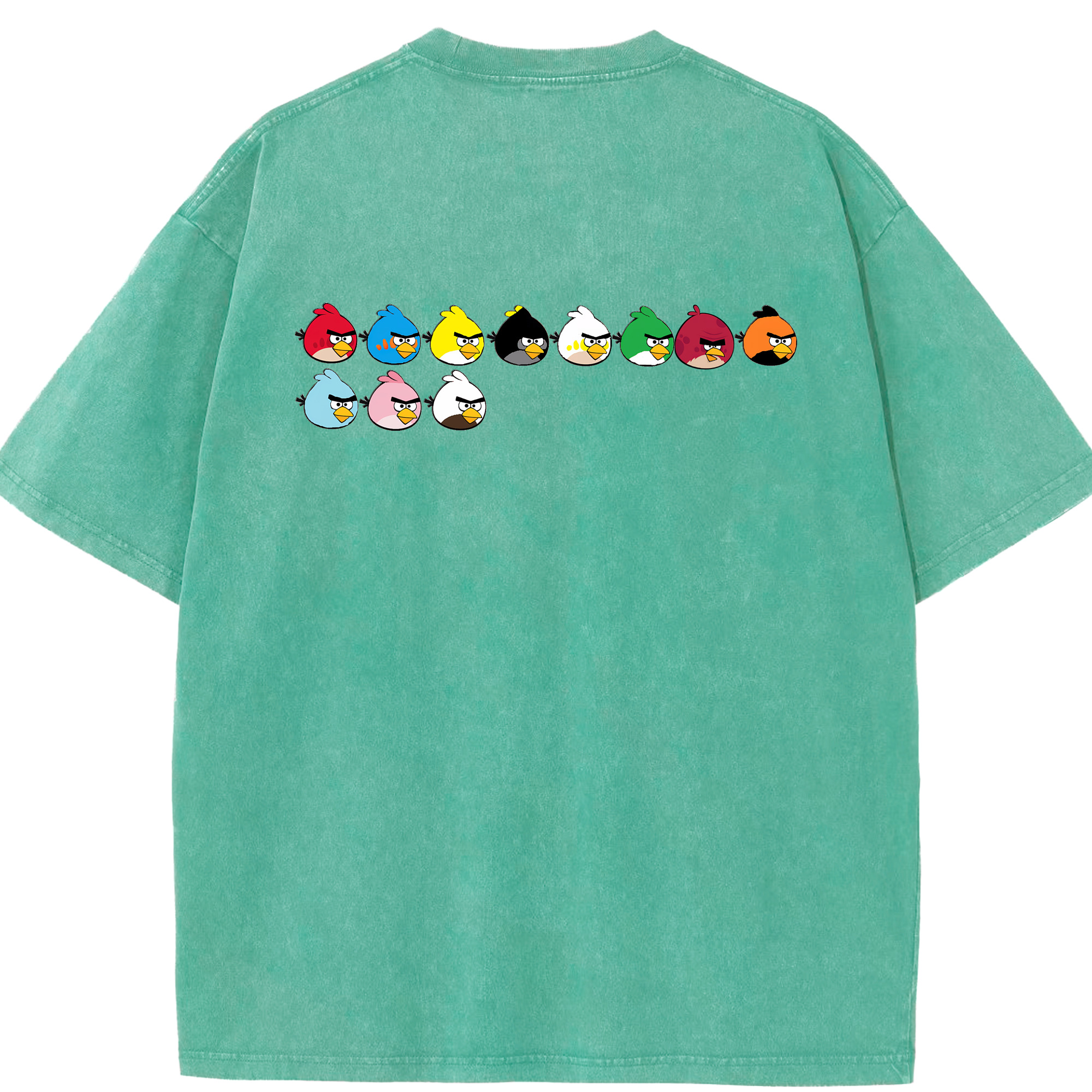 （画像用） Angry Birds アングリーバード 綿100% ヴィンテージ風 半袖Tシャツ（背面プリント）